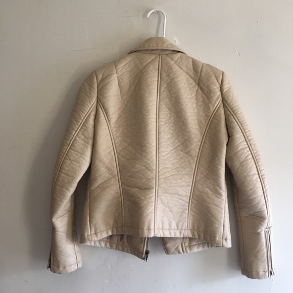 Zara Cream Faux Leather Jacket - Picture 6 of 11